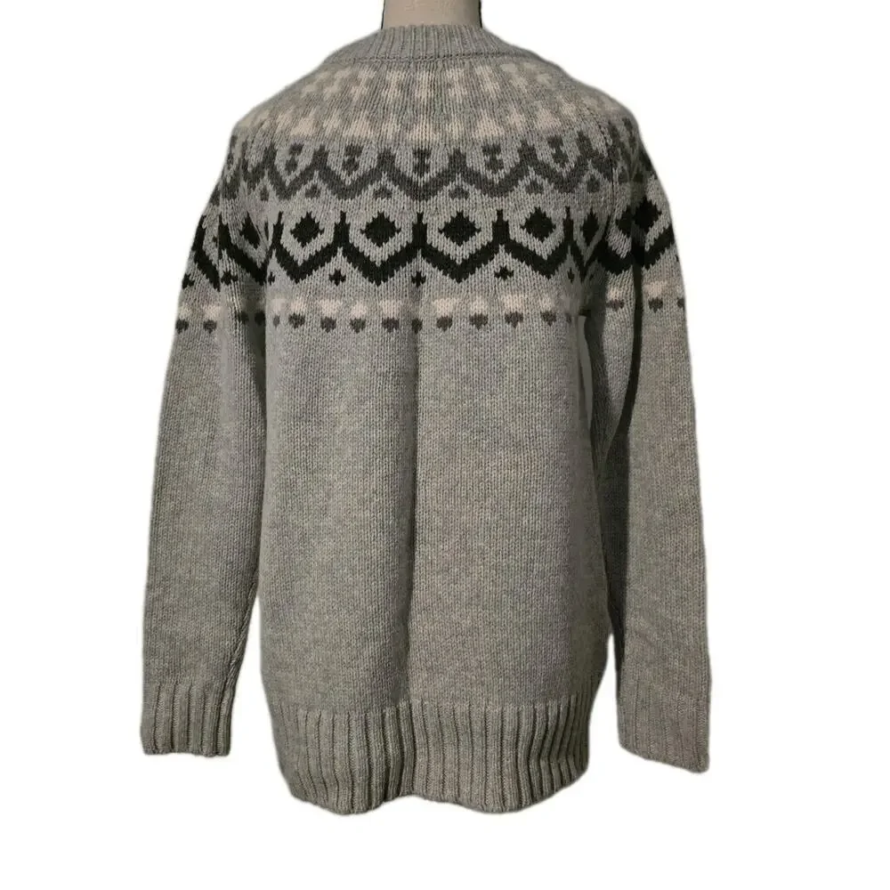 WOMEN'S J.CREW WOOL BLEND FAIR ISLE NORDIC SWEATER PULLOVER SZ SMALL